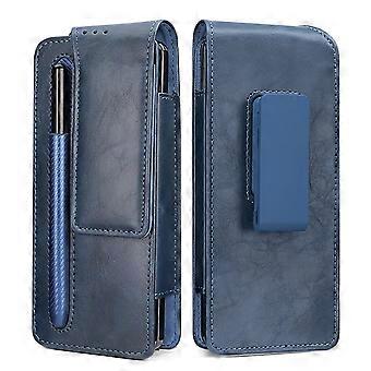 Funda de piel suave para teléfono compatible con Samsung Galaxy Z Fold 7/6/5/4/3 + soporte para S Pen, funda con clip para cinturón, color azul.