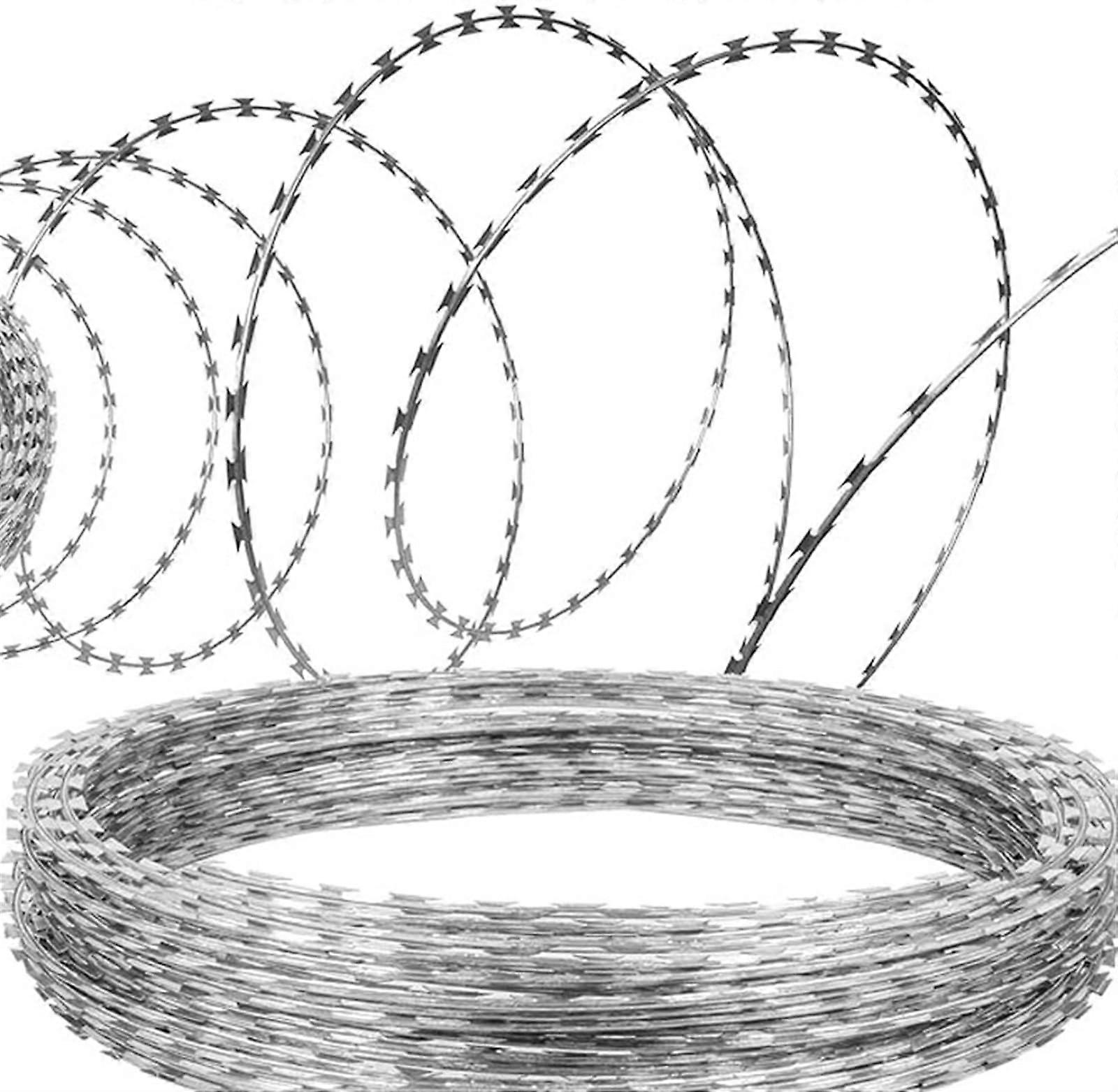 Razor Wire for Fence Security, 35FT Galvanized Barbed Wire Roll 80cm Diameter, Extended Coverage