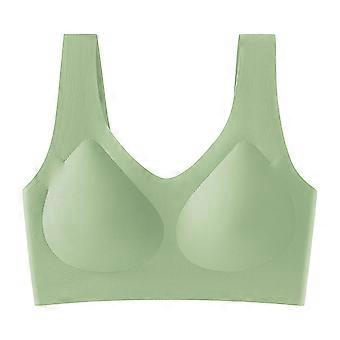 Naadloze push-up bralette voor dames, beugelloze gewatteerde bh, crop top met brede bandjes, shapewear met volledige dekking – groen, one size, geschikt voor alle maten.
