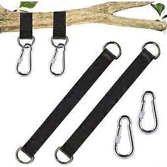 Set of 2 hammock, swing, and suspension hooks made of imitation nylon, with a suspension strap featuring 2 heavy-duty carabiners and D-rings for swing