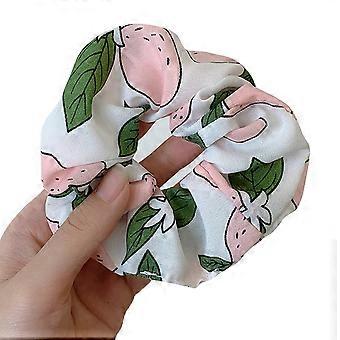 Elastiske hårscrunchies myke stofffruktmønstre tykktarm hårbånd hårtilbehør til jente