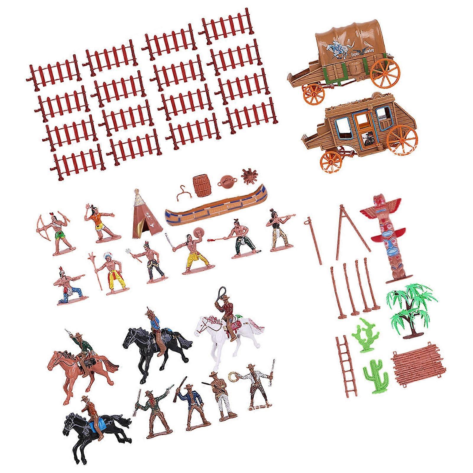 Figure Models Mini Cowboy Simulation for Home 86Pcs Plastic Set