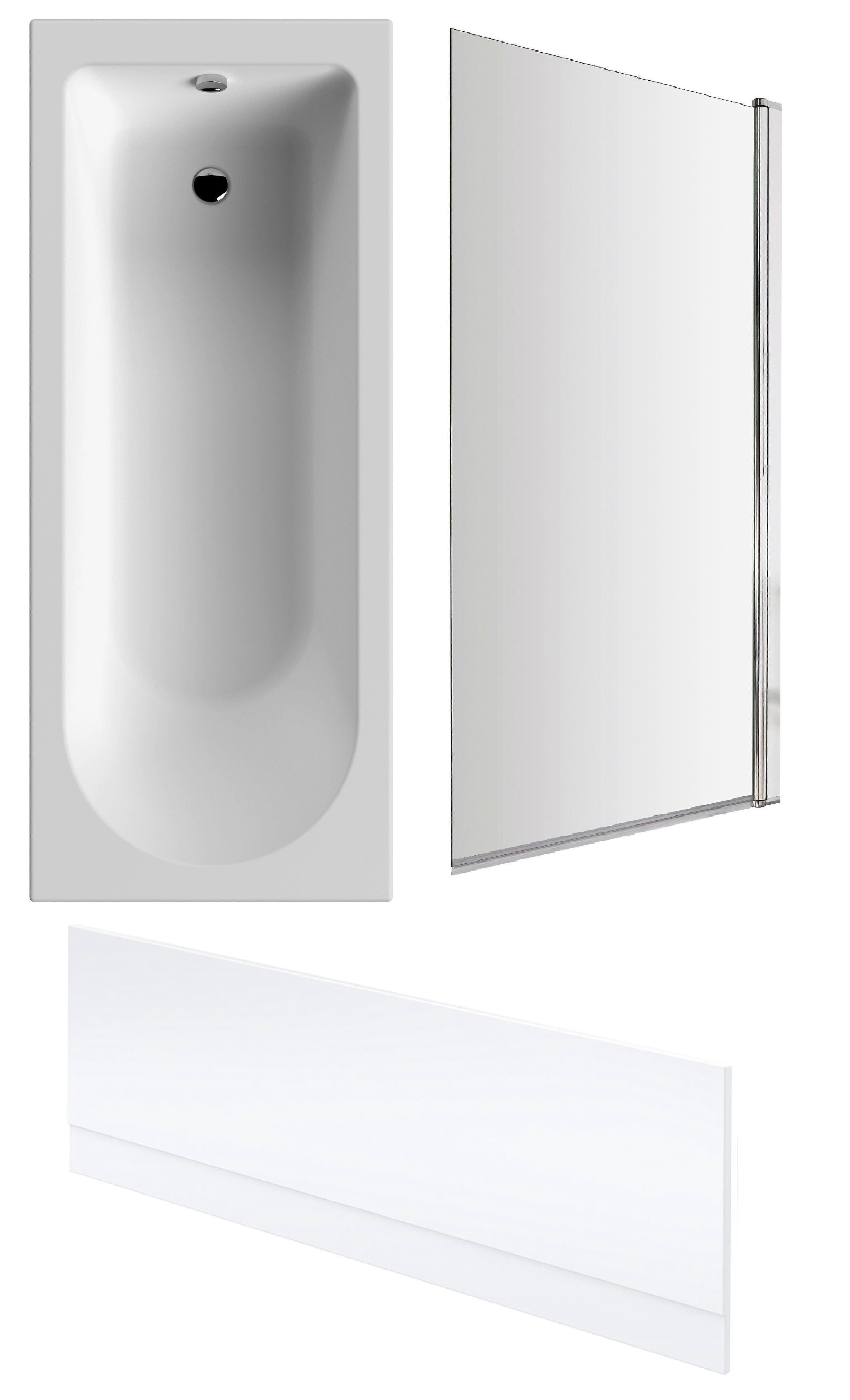 Round Single Ended 1700x700 Bath Set - Front Bath Panel & Chrome Screen