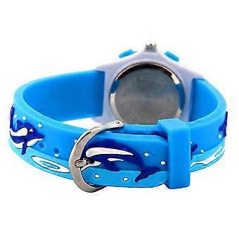 3D Kids Watch Dolphin Shaped Electric Watch Kids Cartoon Wrist Watch for Kids Children Sky-Blue