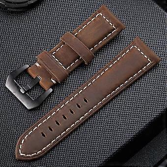 Crazy Horse Black Buckle Leather Strap, Size: 20mm