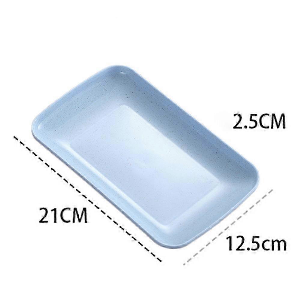 Long Rectangular Vegetable Dish Fiber Dinner Plate compatible withCooking 4Pcs Blue