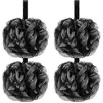 Bad Dusche Luffa Schwamm Bad Mesh Pouf Dusche Ball Körper Scrubber Peeling Bad Schwamm für Frauen und Männer, 4er Set, schwarz $ Bad und Dusche Schwamm P