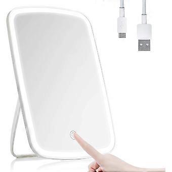 Makeup Mirror with Light, Lighted Vanity Mirror with Touch Screen, USB Rechargeable tabletop Makeup mirrorWhite