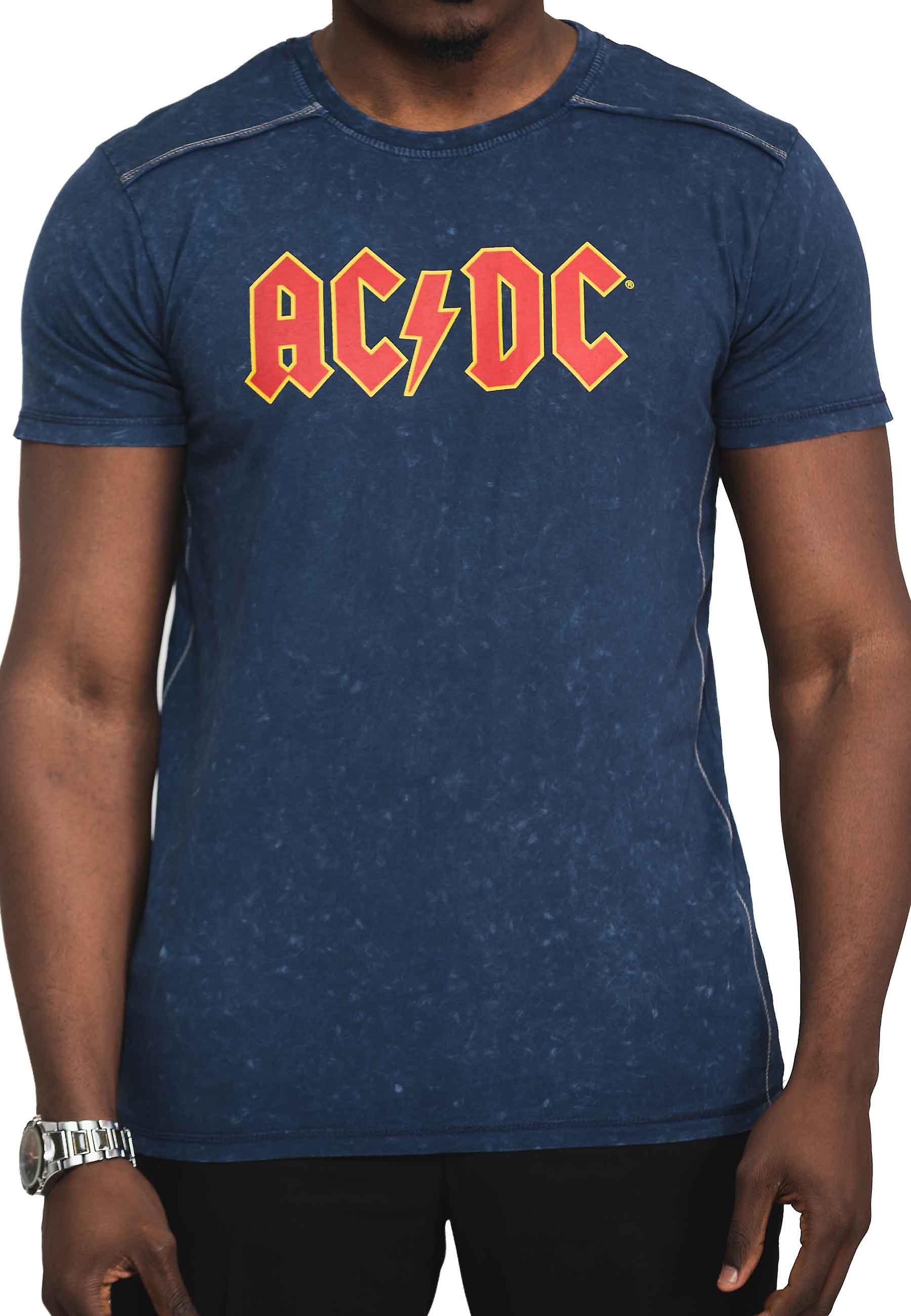 AC/DC Band Logo Snow Wash T Shirt | Fruugo UK