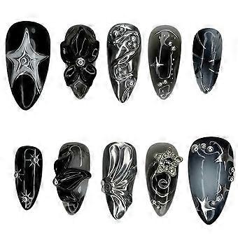 30Pieces 3D Flower Beads Press On Nail ABS Fake Nail French Design For Holiday Women Party Decoration Multicolor