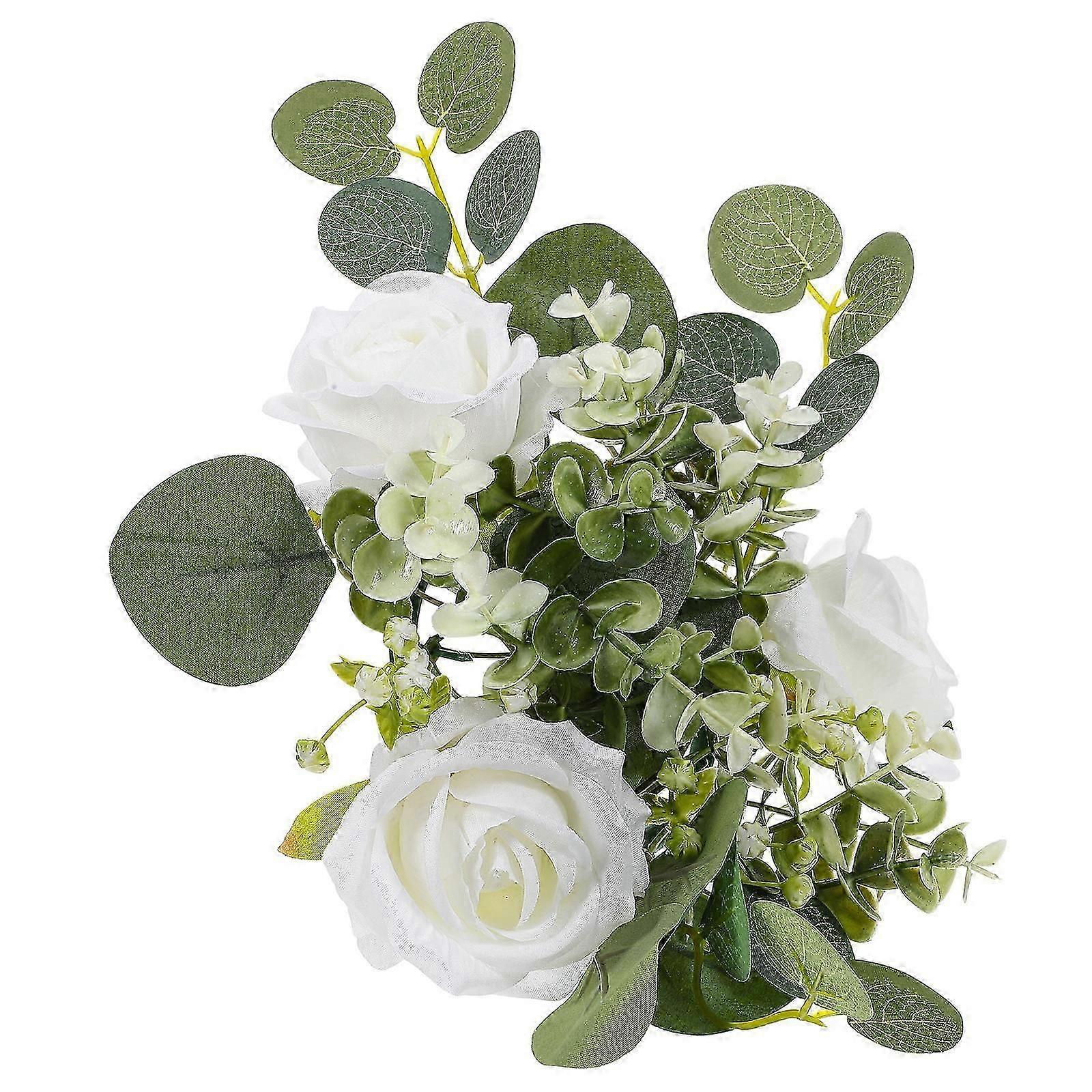 Simulation Rose Artificial Candle Ring for Decor 2Pcs White Candle Ring