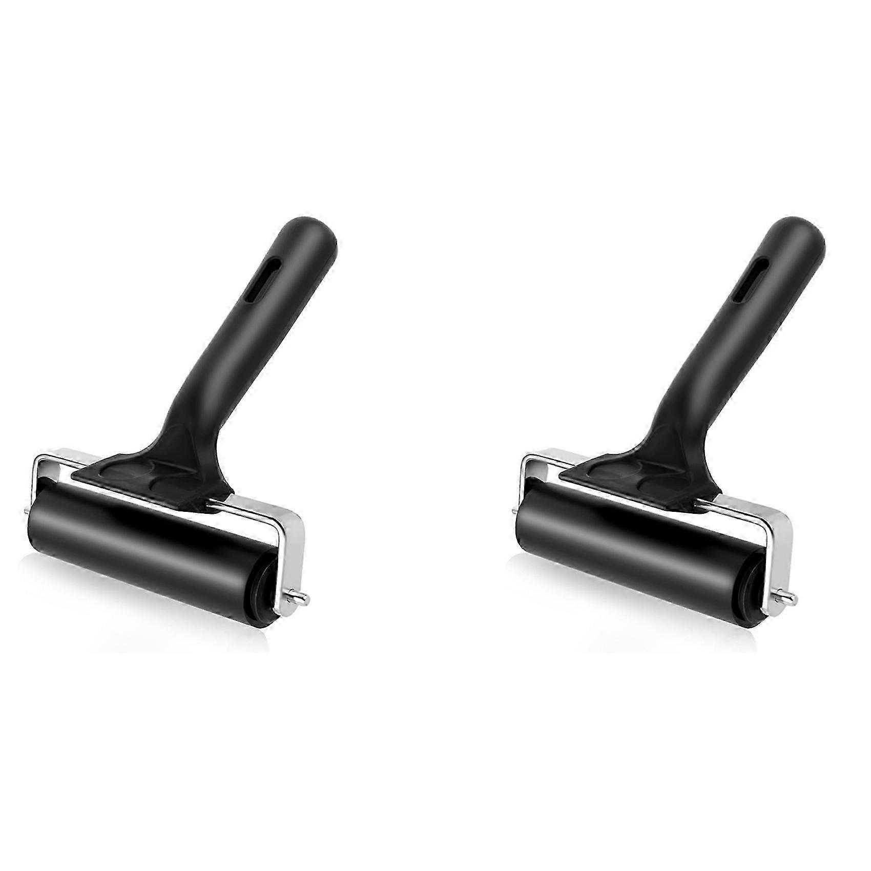 2X Thinp Rubber Roller,Brayer Rollers compatible with Crafting 3.74inch Rubber Roller Black