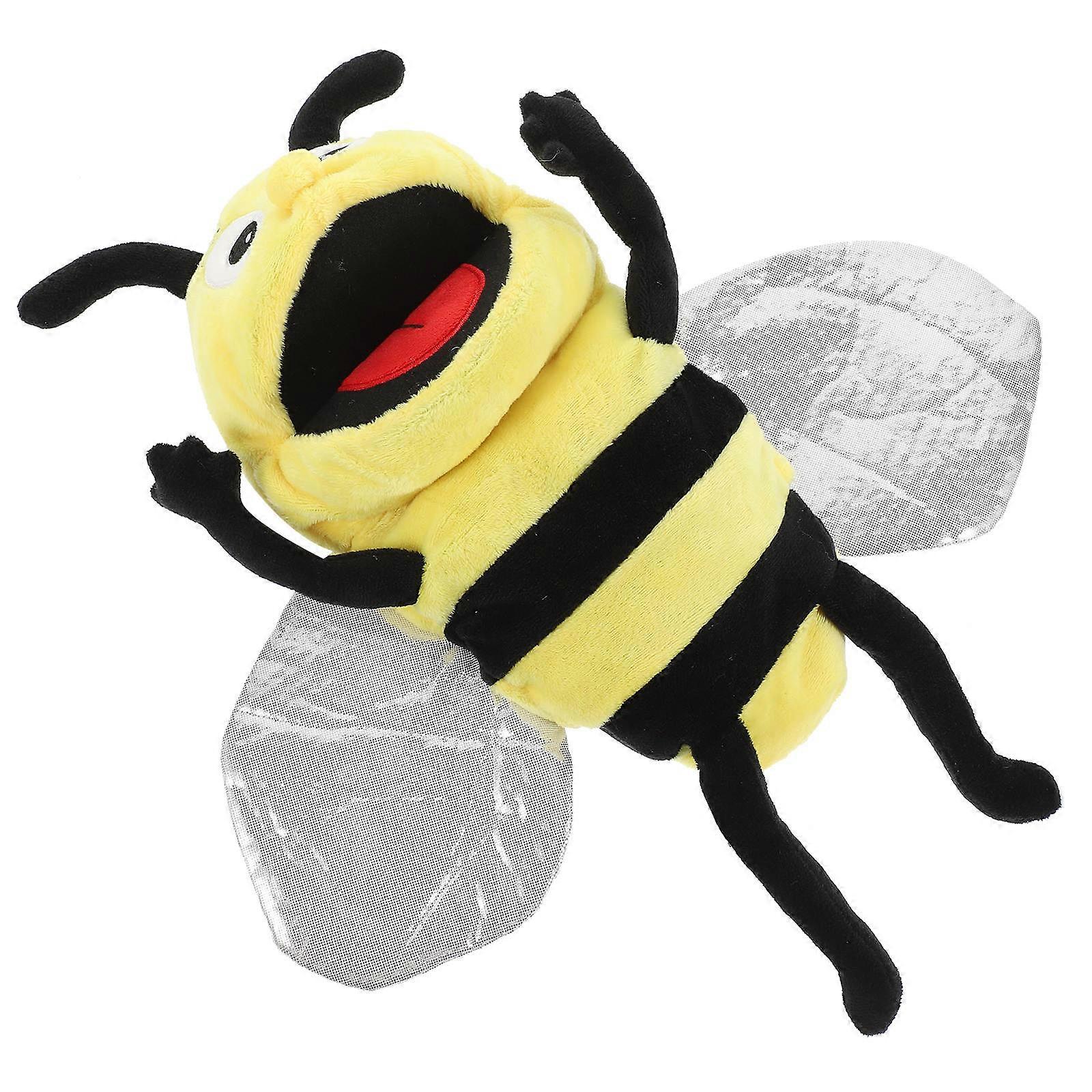 Plush Cartoon Bee Hand Puppet Stuffed Insect Interactive Pretend Play Puppet