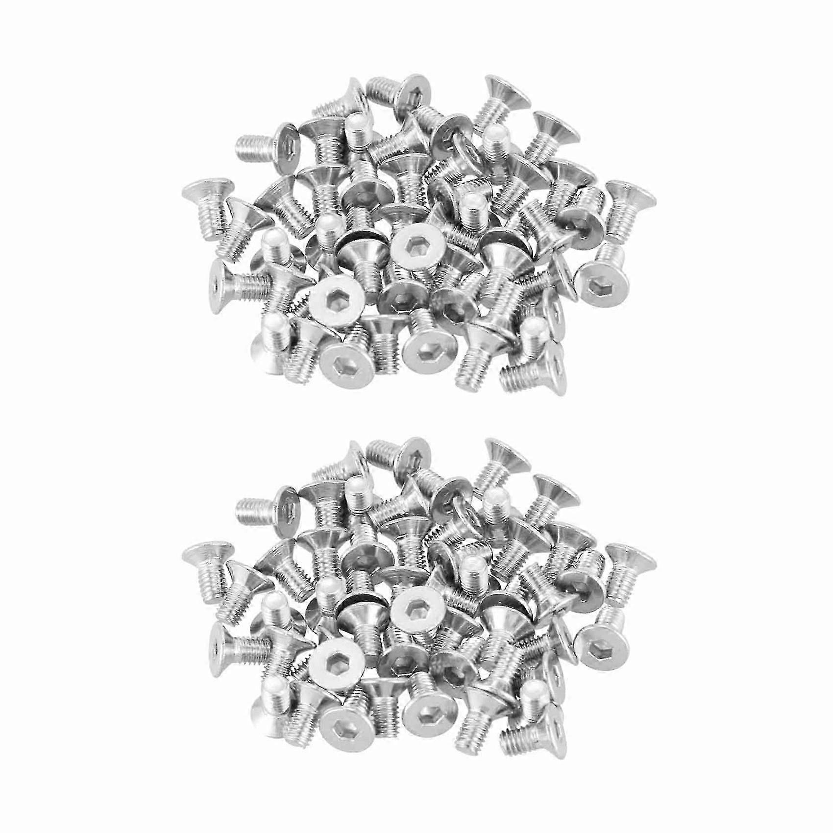 M3 x 6mm Hex Socket Countersunk Flat Head Screw Bolts 100Pcs AL