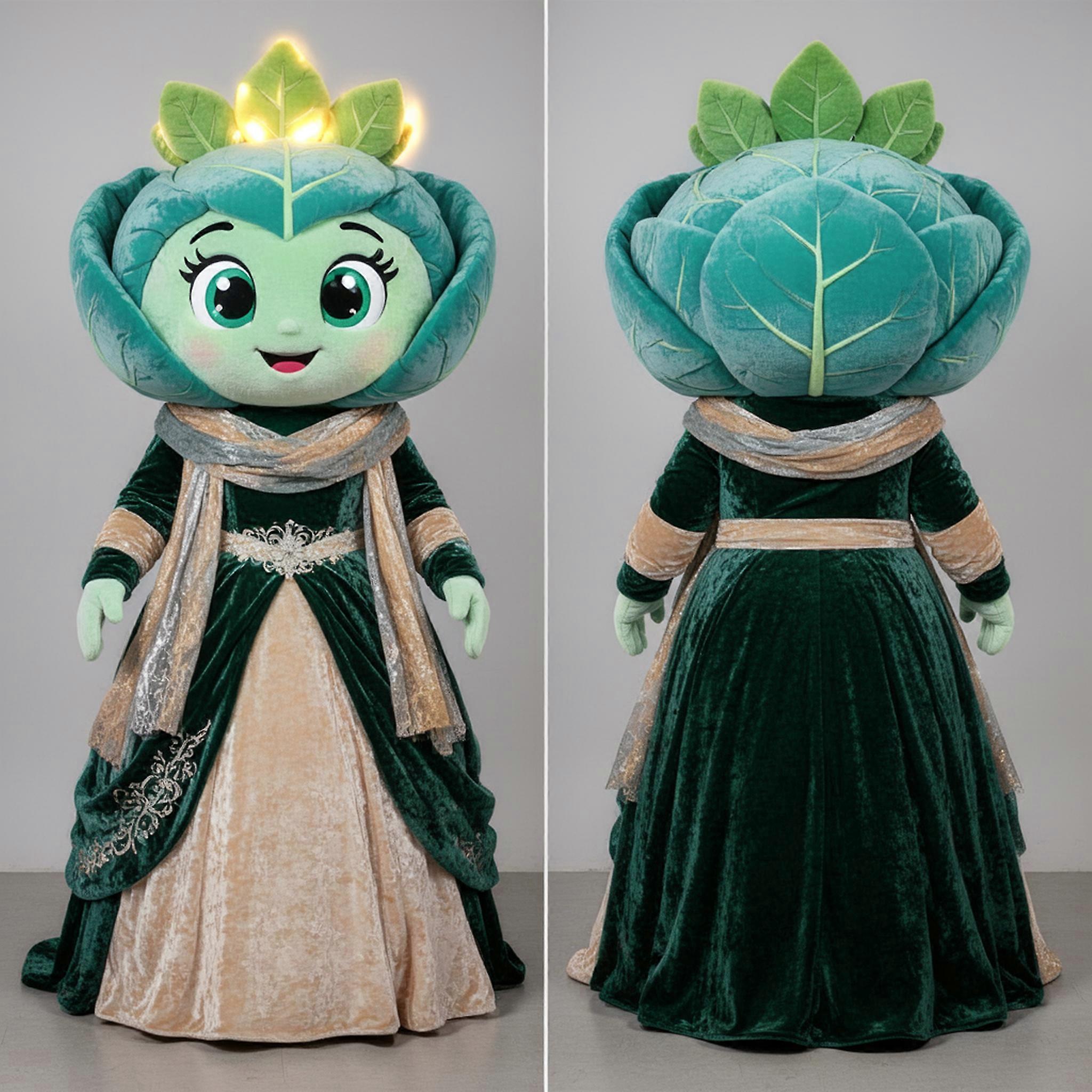 MASTICOT Teal Leafy Cabbage Leaf Mascot