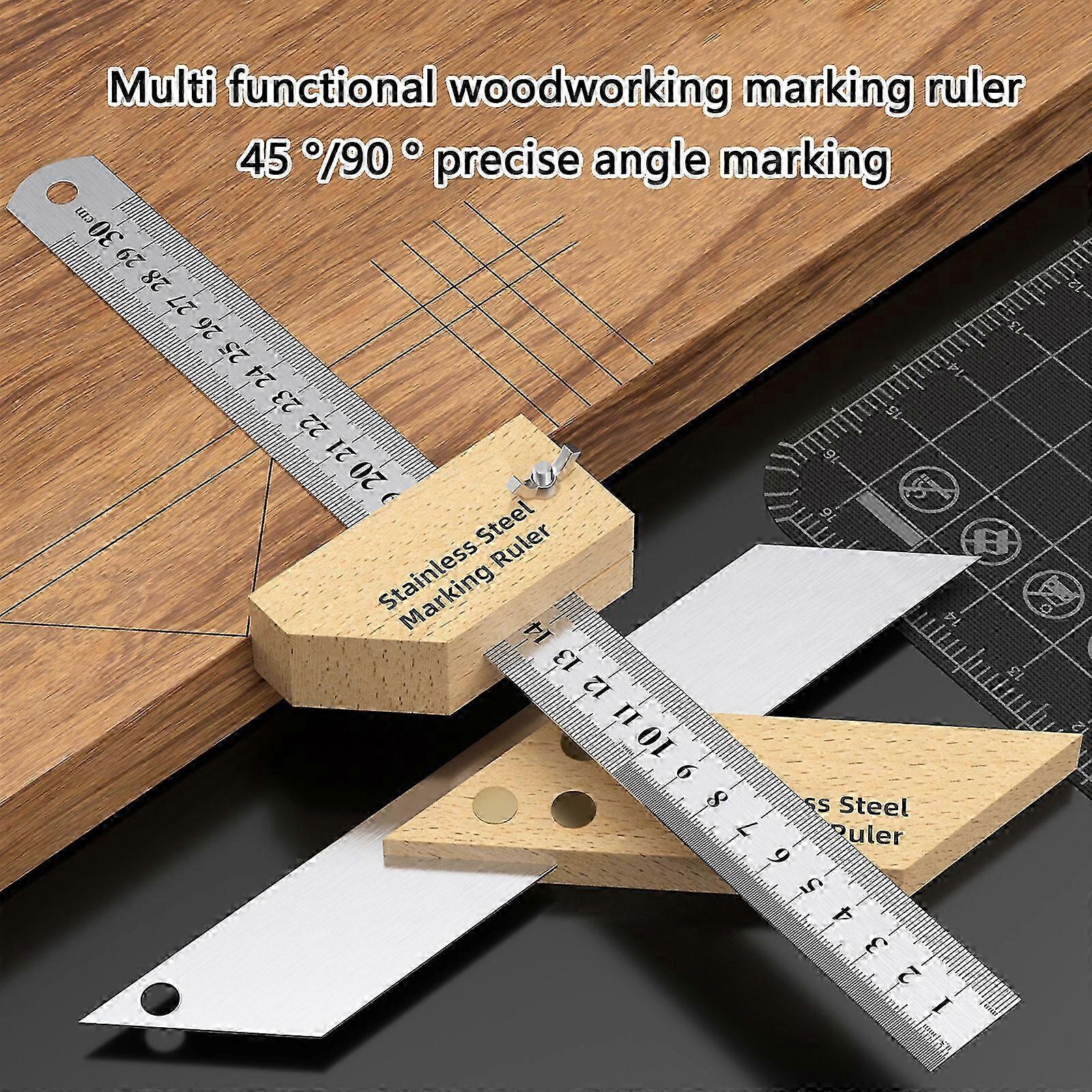 Carpenter Layout Measuring Tool Multiple Scale Marking and Rustproof Stainless Steel compatible with Workshop Use Multicolor