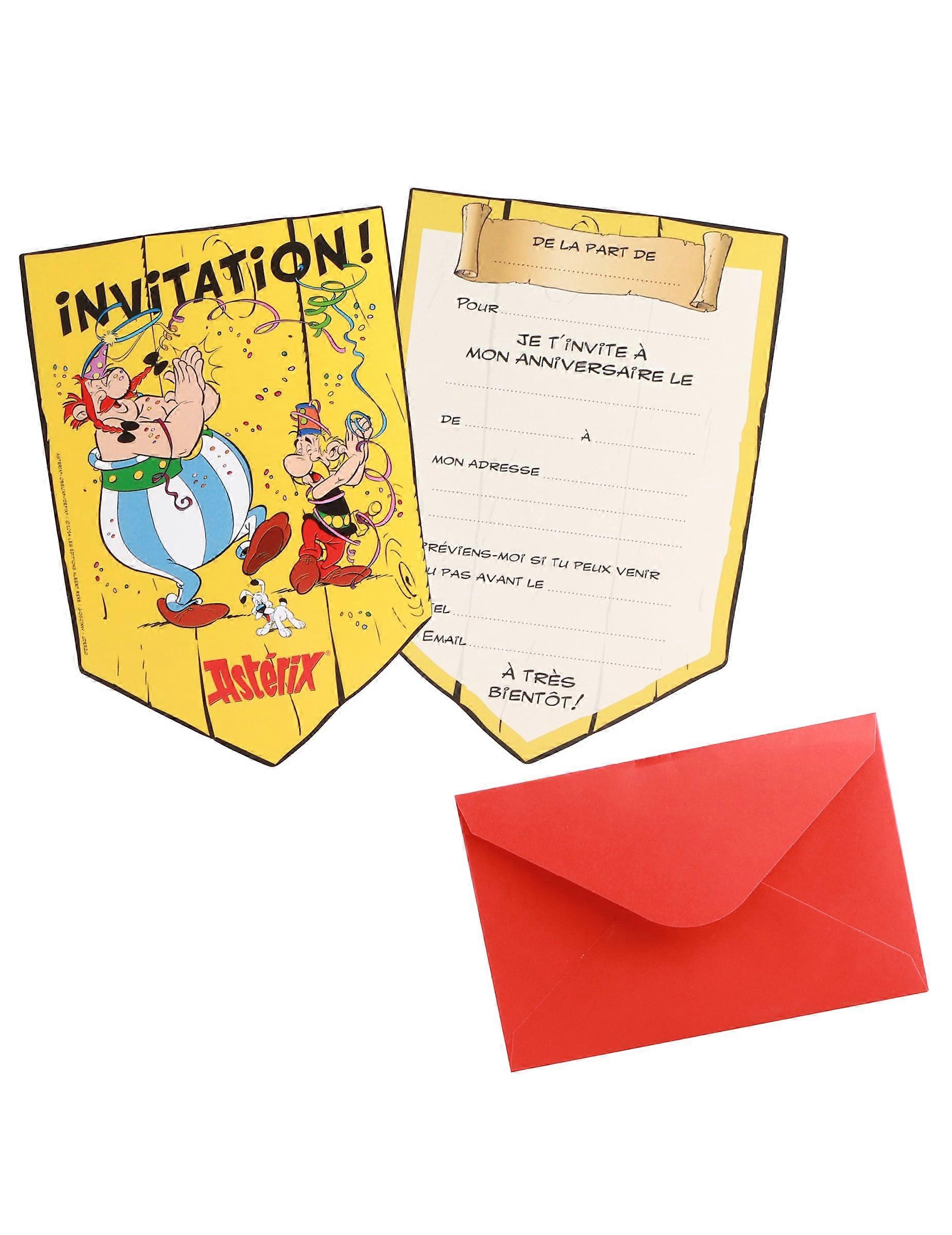 8 Asterix invitation cards