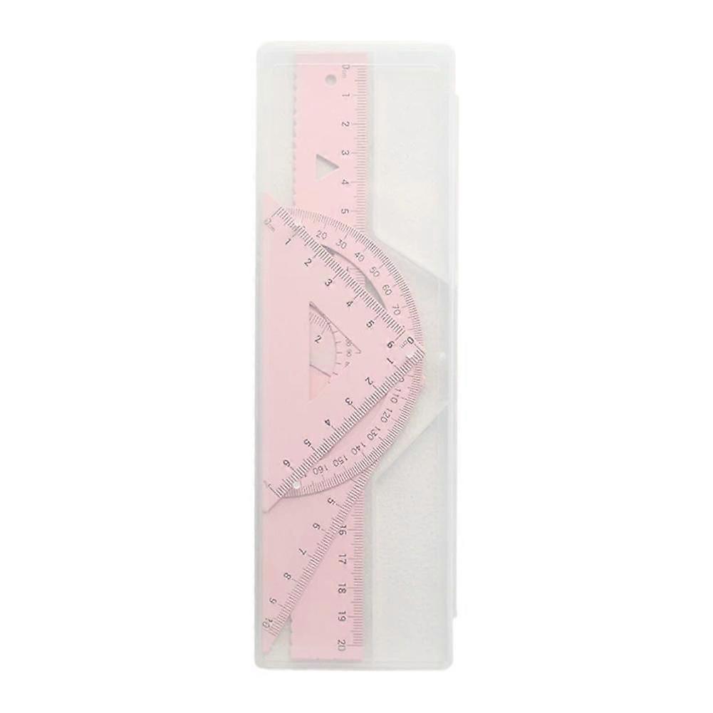 Metal Math Ruler Set - Straight Ruler Triangle Protractor with Storage Case Box