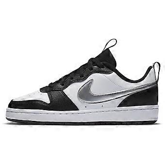 Nike Court Borough Low 2 Skateboard-Schuhe aus Synthetikleder, niedrig geschnitten, Schwarz, Weiß, Silber, Unisex, CT3964-100