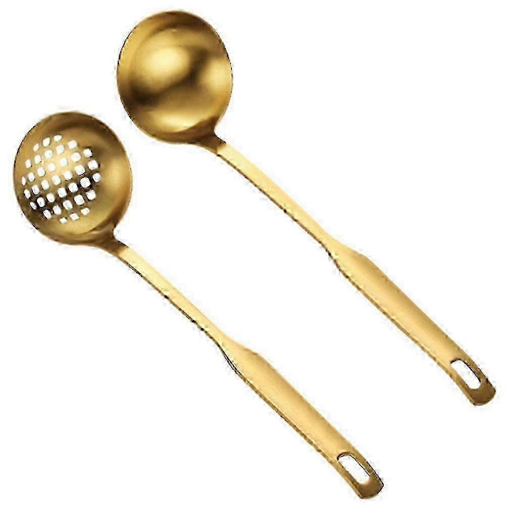 27cm Gold Stainless Ladle And Colander Set