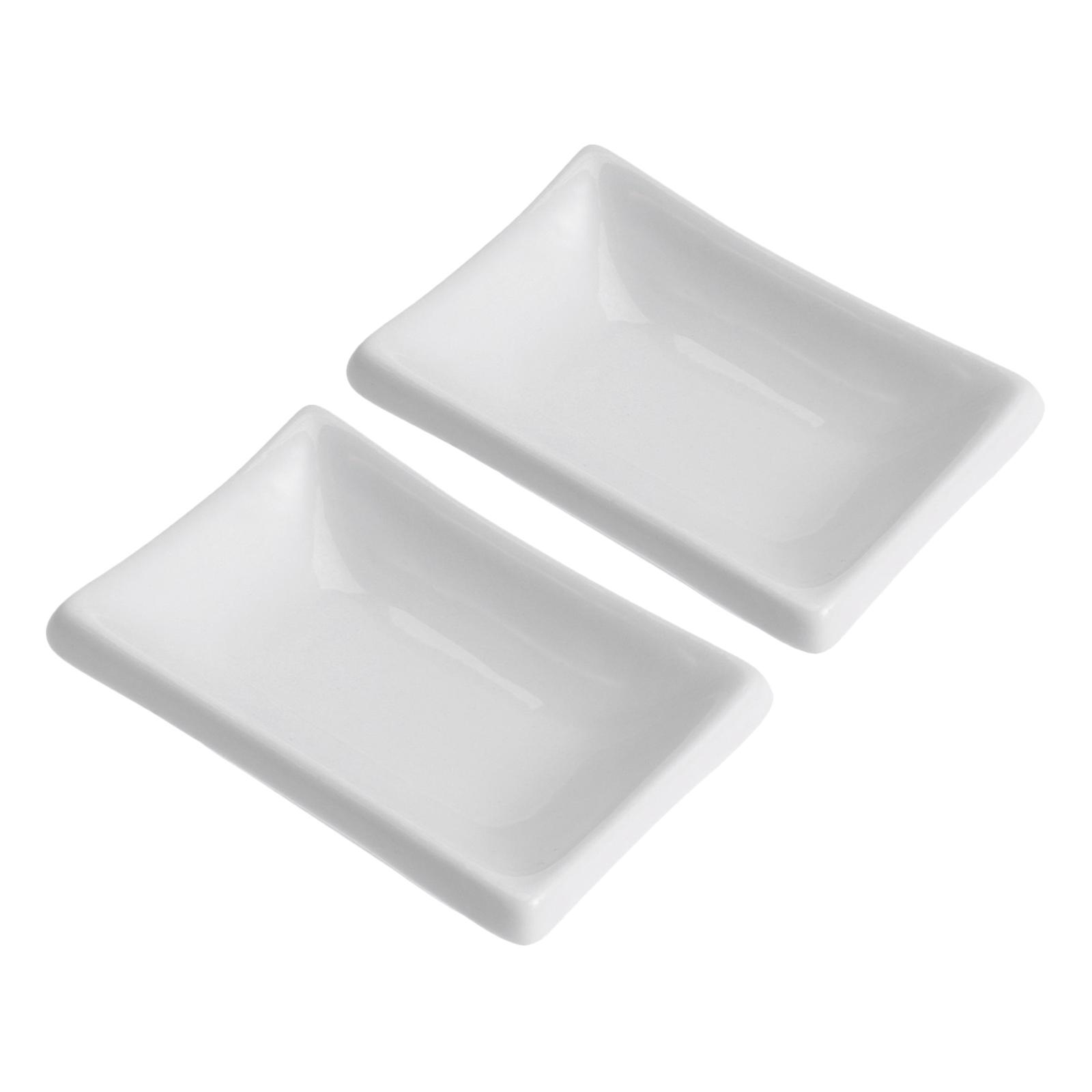 Appetizer Serving Tray Ceramic for Holding Appetizer 6Pcs White Rectangular