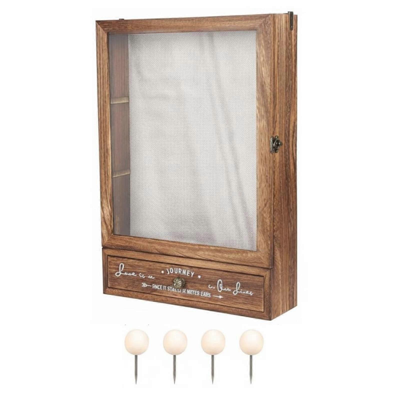 Dried Flower Display Box Solid Wood Wall Mounted Display Case for Collectors