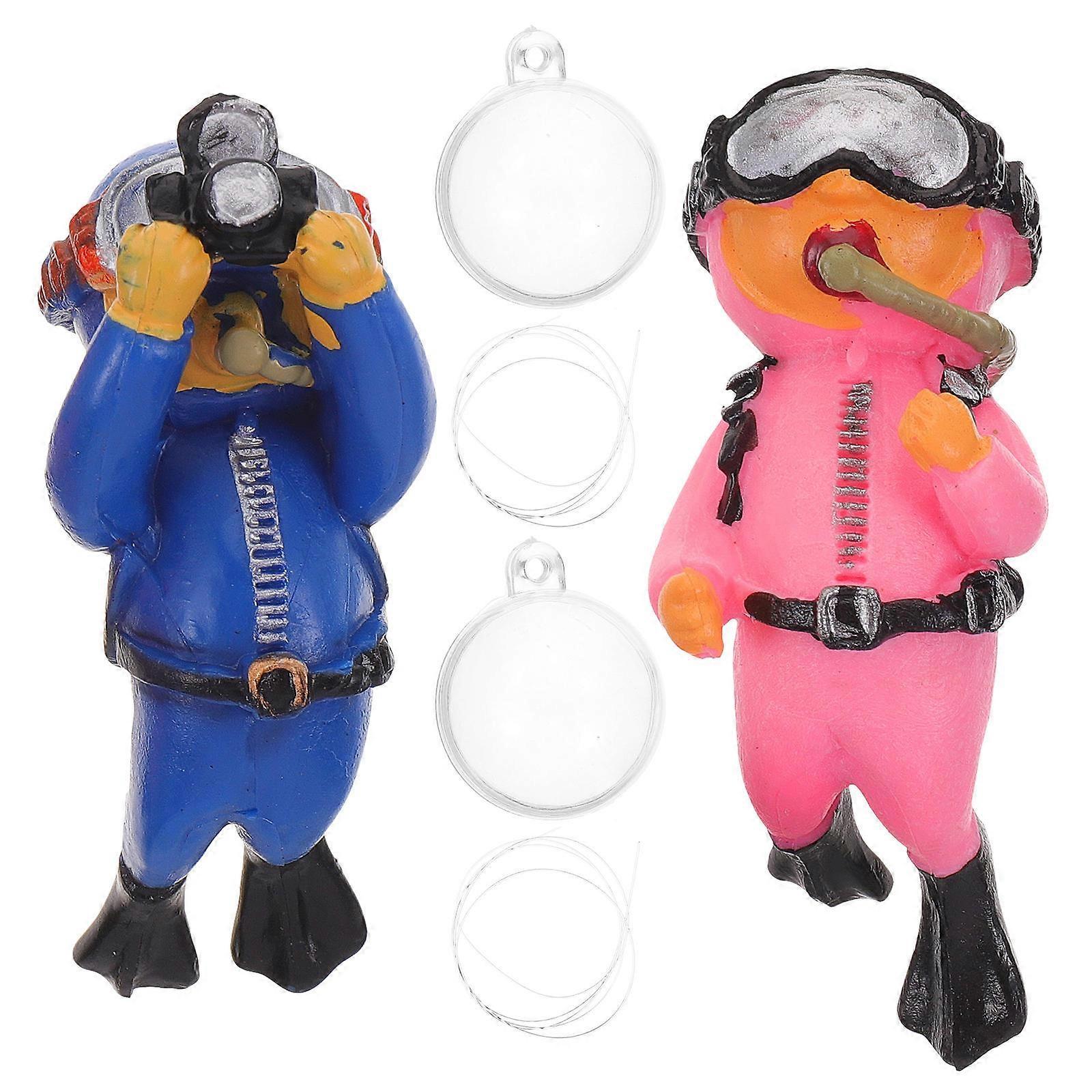 Floating Fish Tank Decorations Diver Models Aquarium Accessories 2Pcs