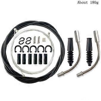 set of bicycle brake cable set, brake cable guide, elbow protector, cable ends and clipper (black elbow caterpillar C-buckle set) (LGL)