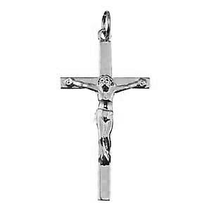 Silver 34x18mm solid block Crucifix Cross