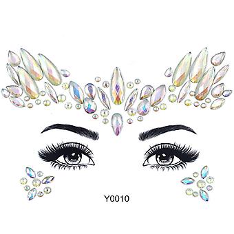 Veeki 1PCS  Luminous Face Jewels Crystal Glitter Stickers , Makeup Green Halloween Rainbow Tears Glow In Dark Rave Accessories