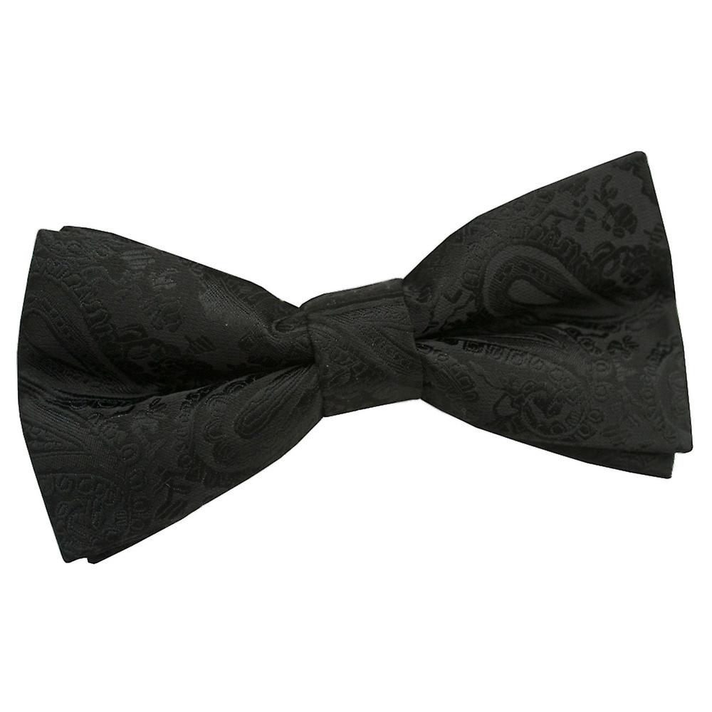 Black Paisley Pre-Tied Bow Tie