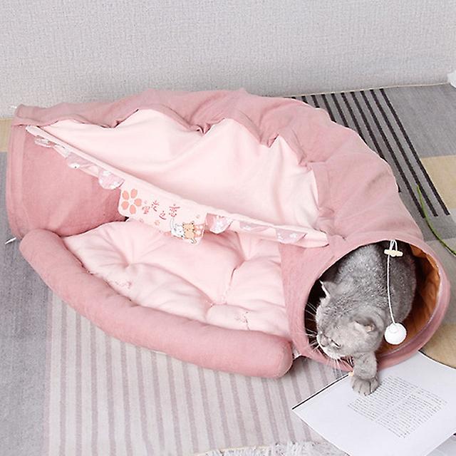 Foldable Cat Bed House Interactive Cat Tunnel Toy Drill Pipe Channel Shell Tube Kitten Cave With Balls Cushion Cats Accessories.