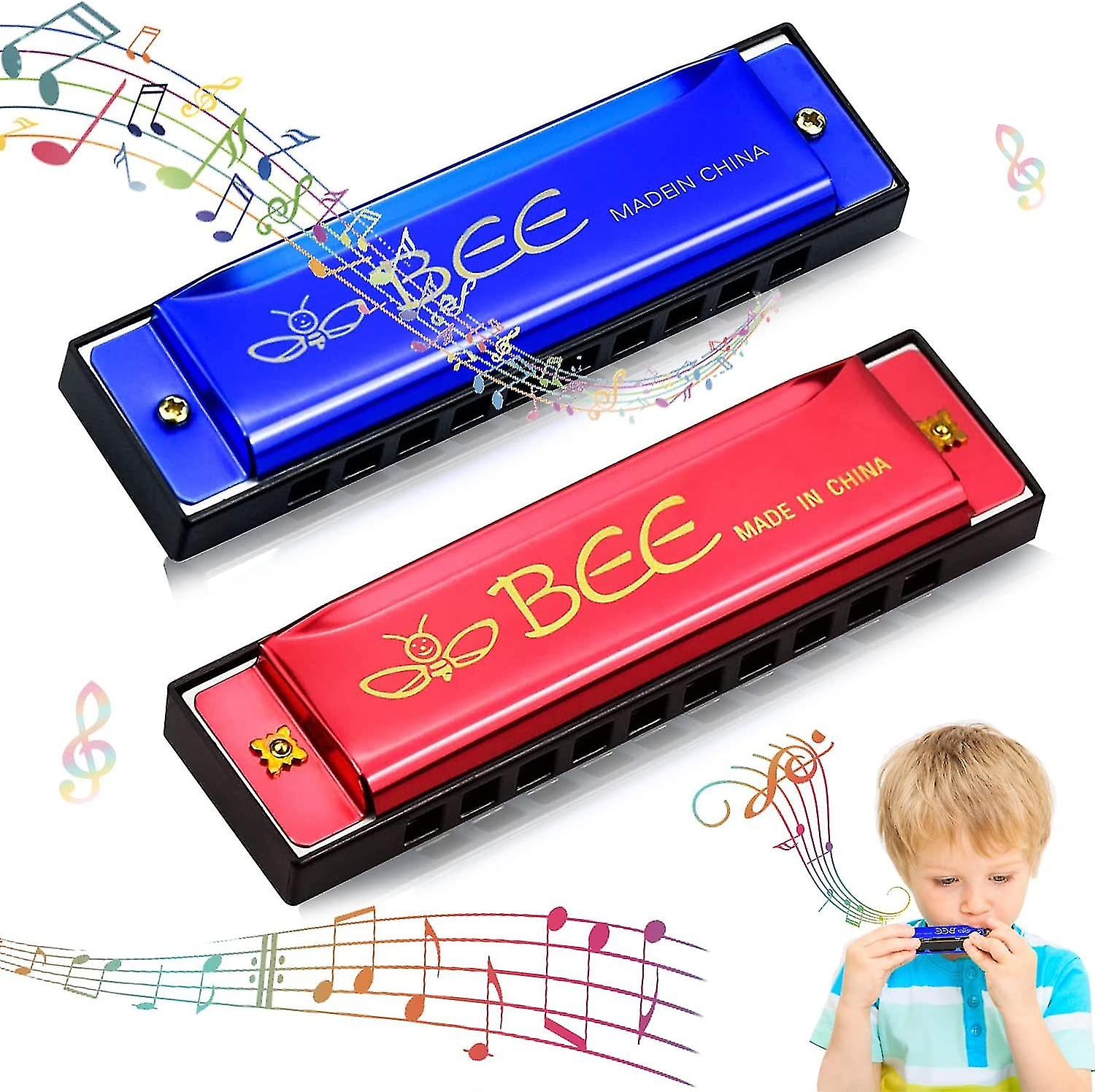 2 Piece Harmonica Harmonica Children's Harmonica C Major 10 Hole Diatonic Harmonica Major Blues Harmonica Standard Harmonicas For Student Beginners An