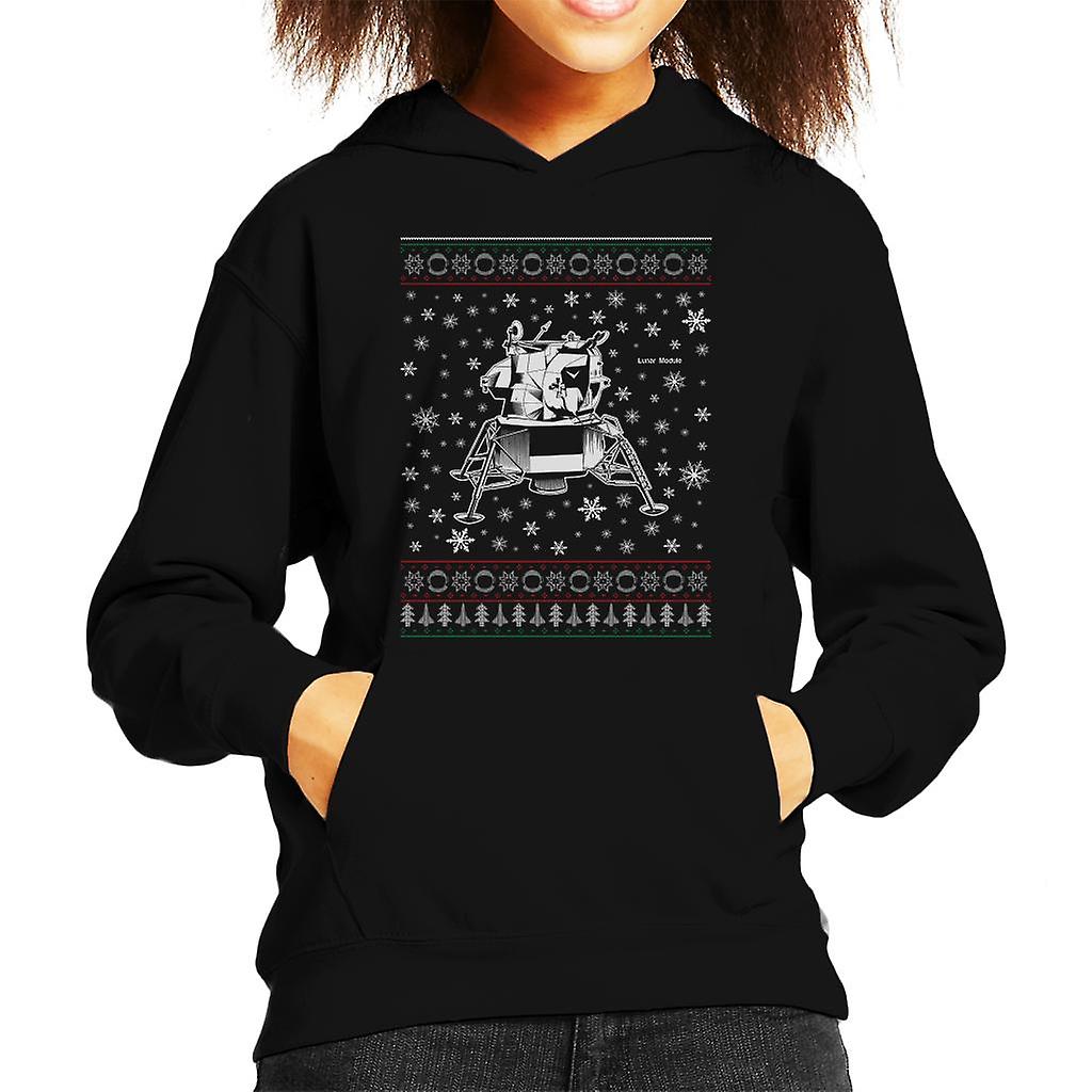 NASA Apollo Lunar Module Christmas Knit Pattern Kid's Hooded Sweatshirt