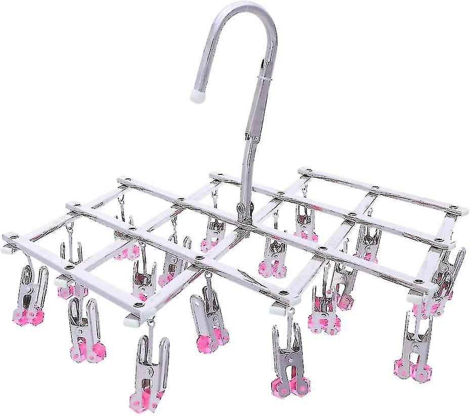 شماعات ملابس بالتنقيط، رف تجفيف من الفولاذ المقاوم للصدأ، شماعات جورب، مجفف ملابس داخلية، 18 وتد ملابس للسراويل القصيرة، قابلة للطي، مقاومة للرياح (أخضر)