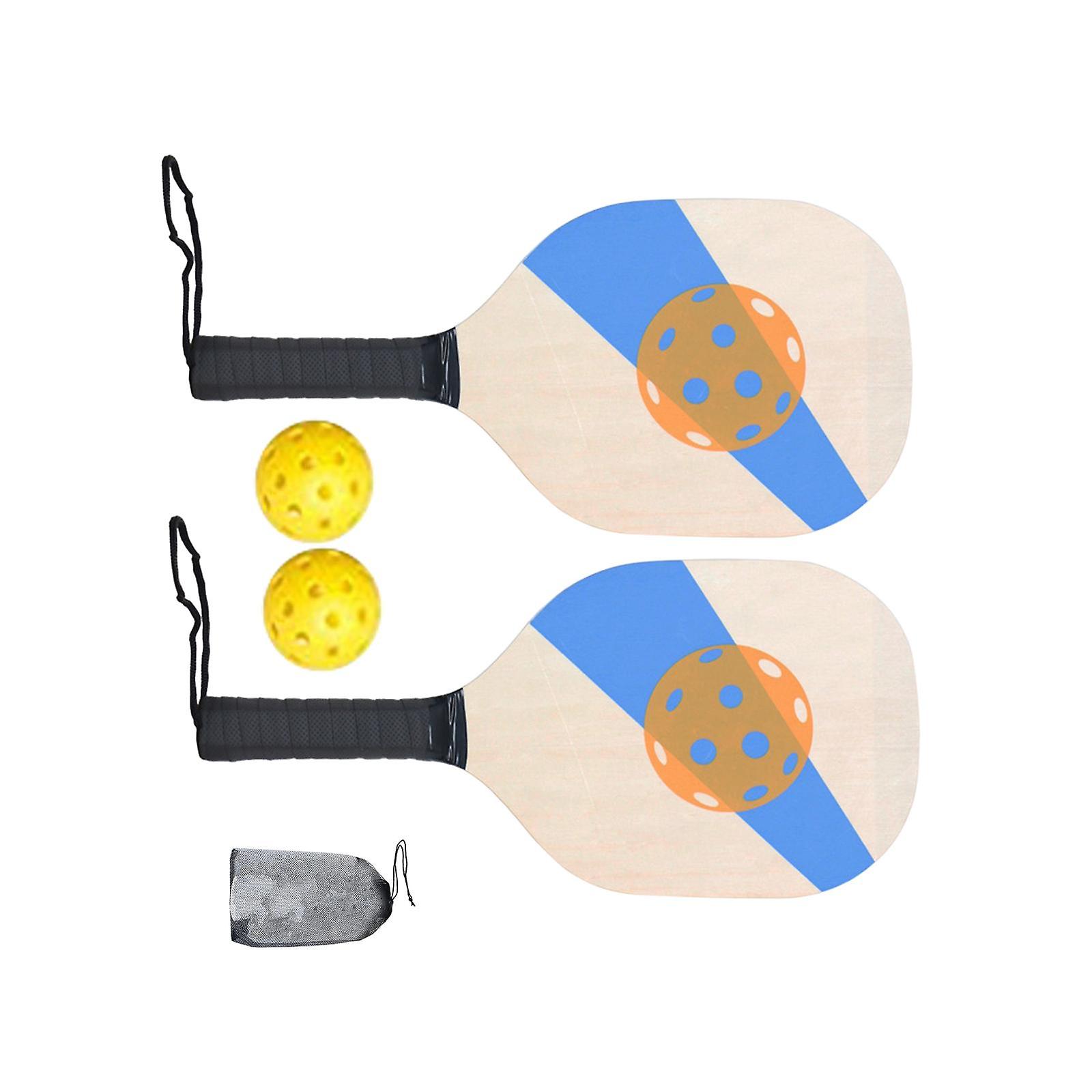 Pickleball Wood Paddle Set Beginner Racket Durable 2 Paddles 2 Pickle Balls Style A