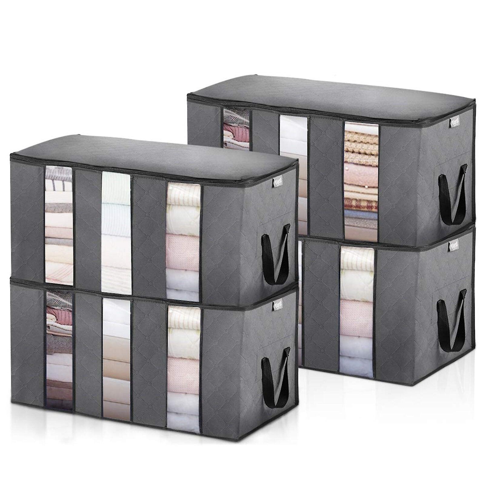 4Pcs Foldable Non-woven Clothes Storage Bags - Odorless, Breathable, Durable