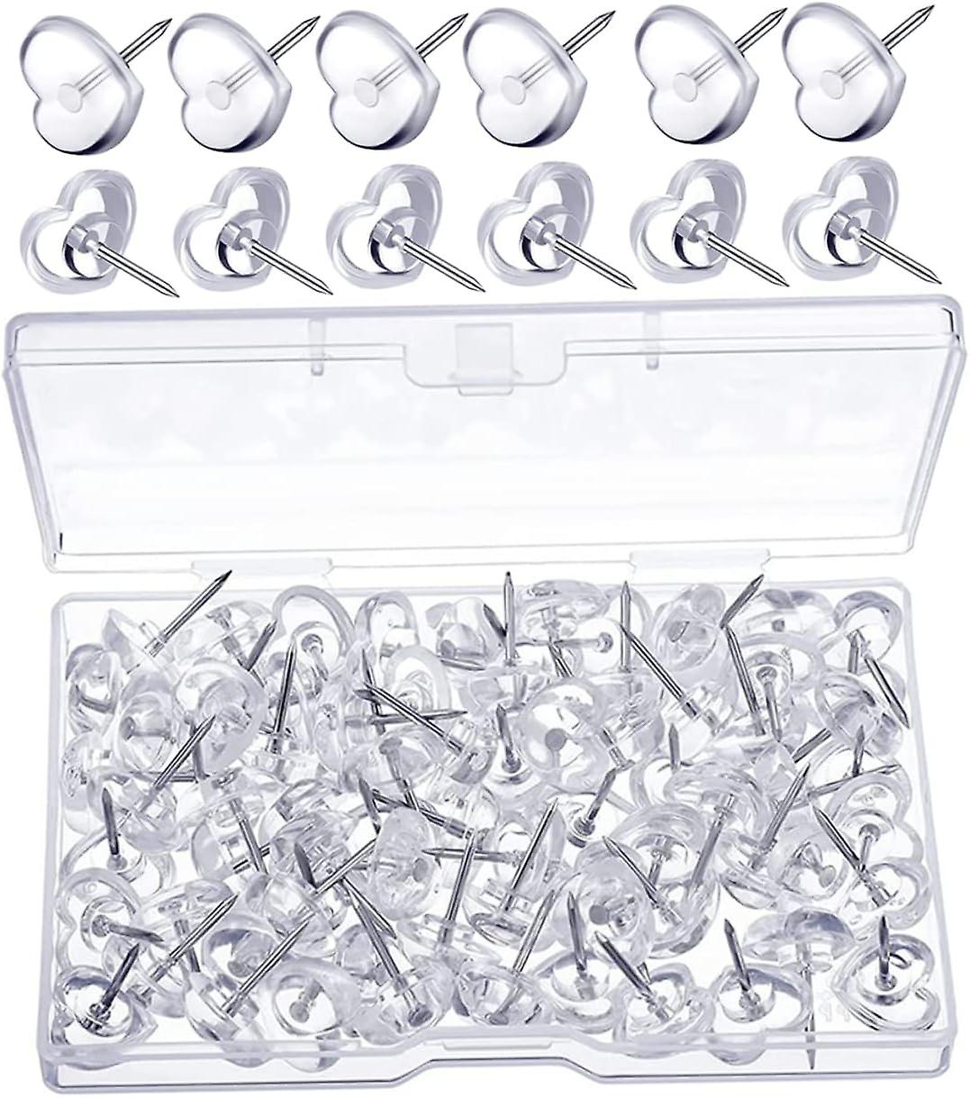 100pcs Transparent Heart Pushpin Pin Display Board Thumbtacks Transparent Push Clear Push Pin Map Push Decorative Push Wall