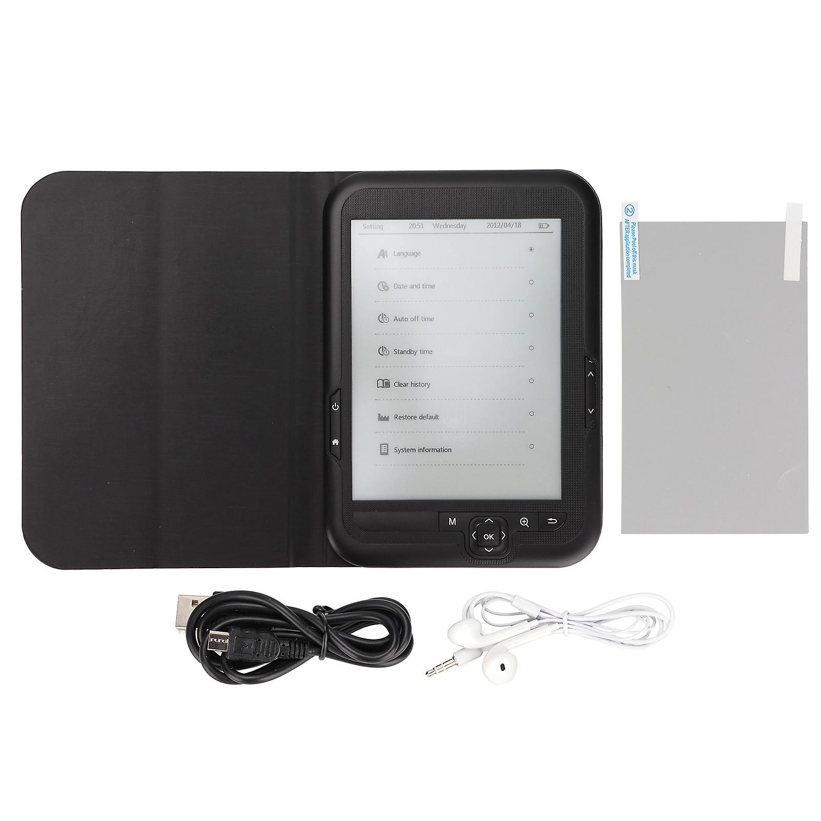 E Reader Black 6in 800x600 HD Ink Screen Eye Protection E Reader E Book Devices Support FM Music Playback 16GB