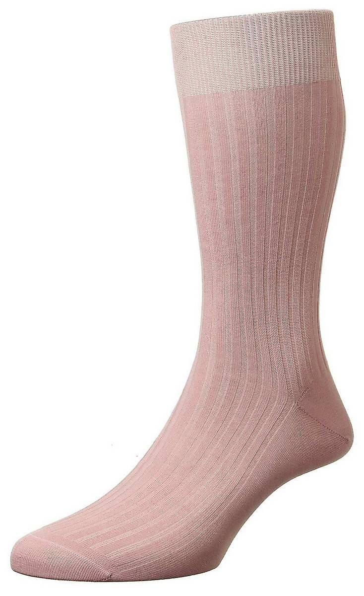 Pantherella Danvers Rib Cotton Lisle Socks - Dusky Pink