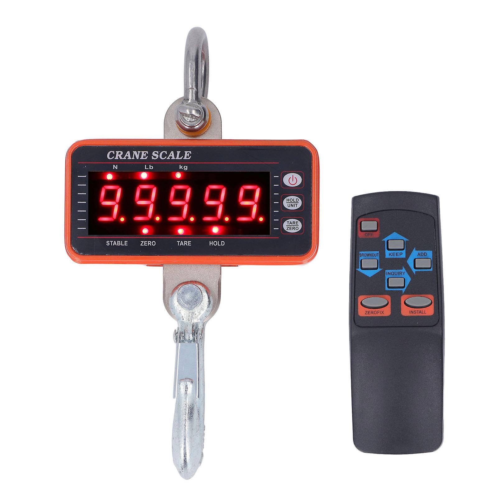 Digital Crane Scale 5 Digit LED Display Wireless Remote Control High Accuracy Hanging Scale for Heavy Duty 1500Kg 500g