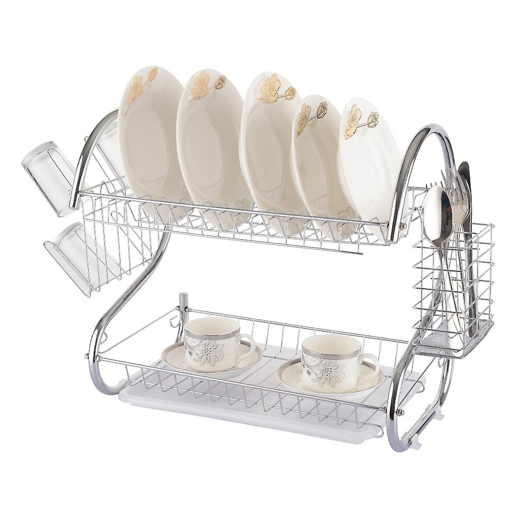 Dish rack with 2 tiers