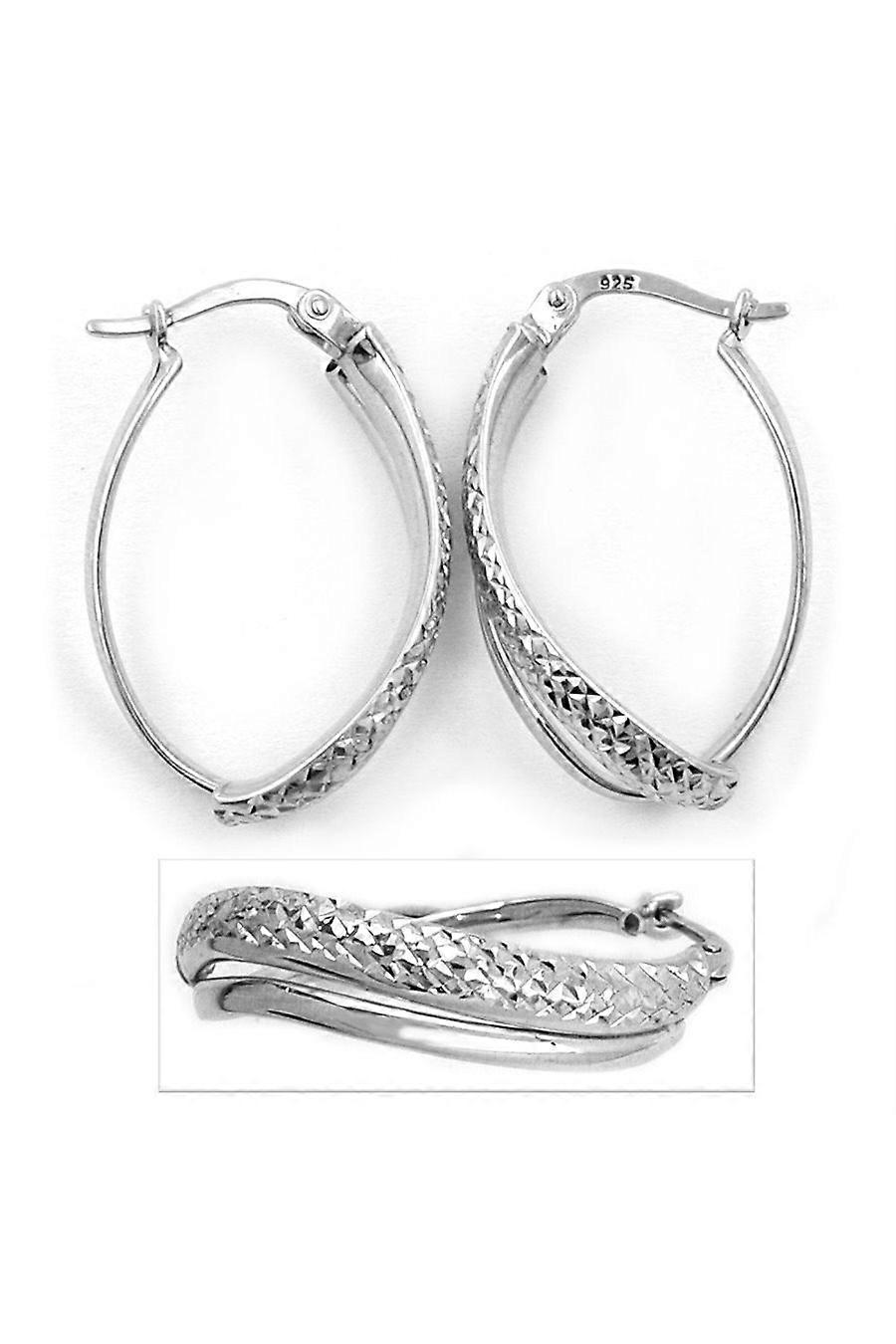 Earring Hoop Oval Twisted Silver 925 - Gl91521