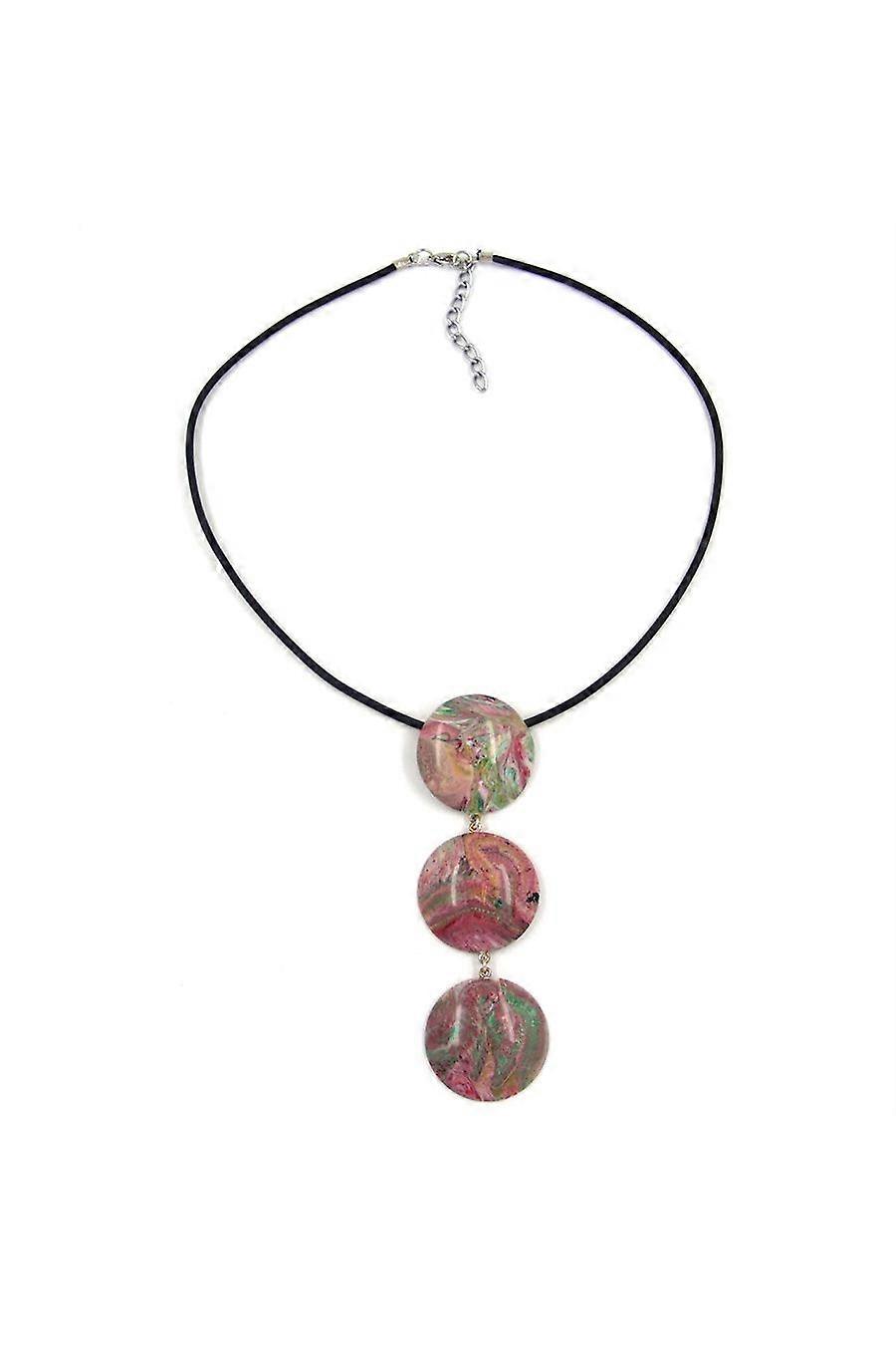 Necklace 3 Disques Red-green-white 45cm - Gl02365