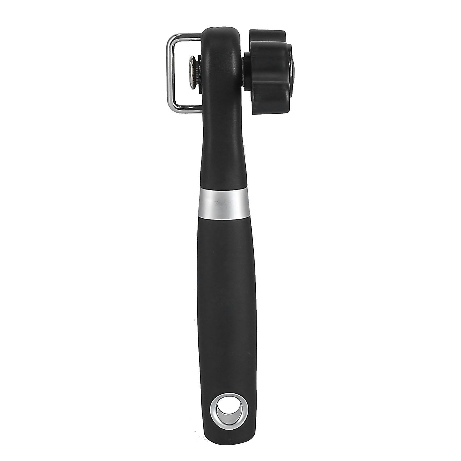 Manual Can Opener Stainless Steel Bottle Opener with Smooth Edge and Non Slip Handle Black for KitchenStraight Handle K3 
