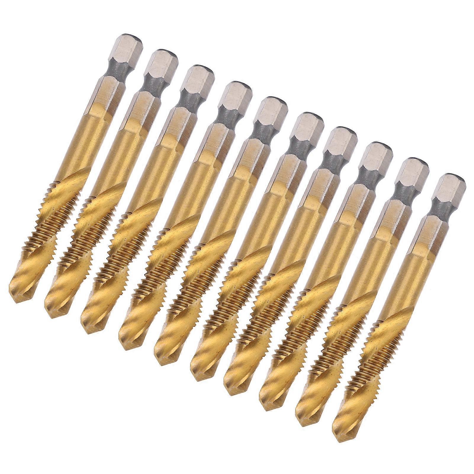 10pcs M8 HSS Screw Tap Kit with 6.8mm Hex Shank Drill Bits