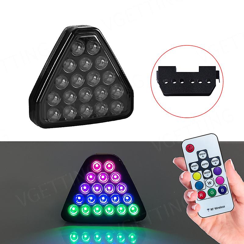 For F1 Style Motorcycle Car Pilot Lights Triangle Rear Brake Lamp Warning Strobe Stop Safety Black Red RGB Bumper