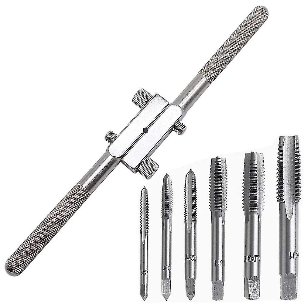 7pcs 7.7inch Long T-handle Ratchet Tap Holder Adjustand Wrench With M4-m12 Machine Screw Thread Met