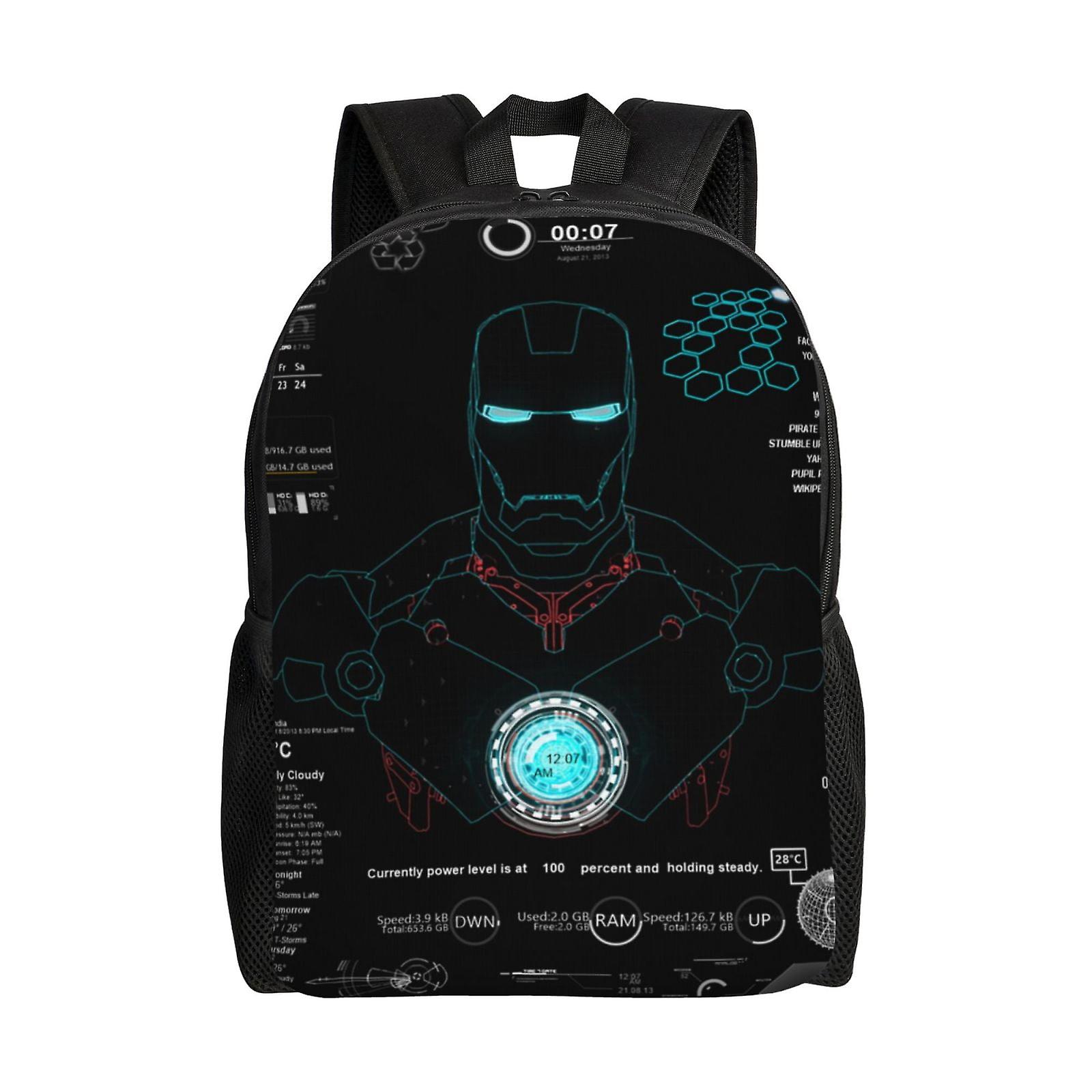 Iron Man Backpack, Travel Laptop Backpack, Water Resistant College School Computer Bag, Durable
