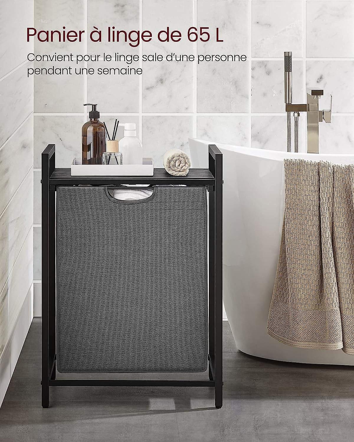 Compact 65L Laundry Basket with Slatted Shelf